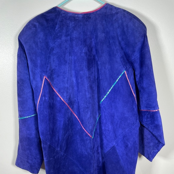 VTG Mary Hoffman Electric Blue Leather Coat Handmade Custom One of Kind - Picture 12 of 16